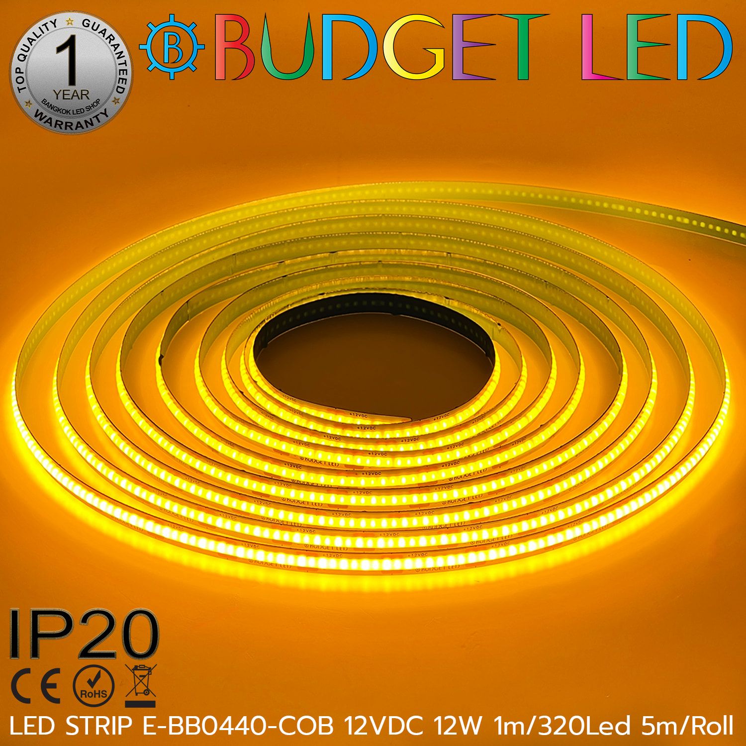 LED STRIP E-BB0440-COB-YELLOW DC12V IP20 BUDGET LED