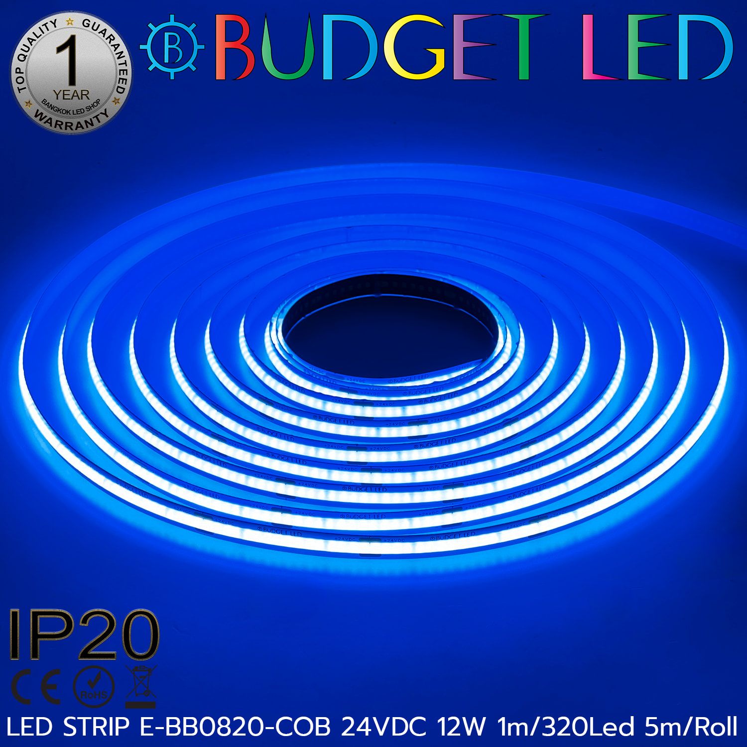 LED STRIP E-BB0820-COB-BLUE DC24V IP20 BUDGET LED