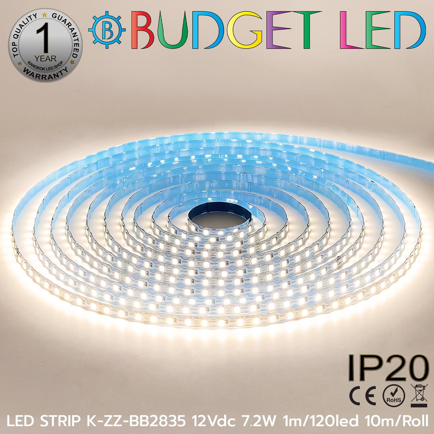 LED STRIP K-ZZ-BB2835-120D-4000K DC-12V IP20 10M BUDGET LED