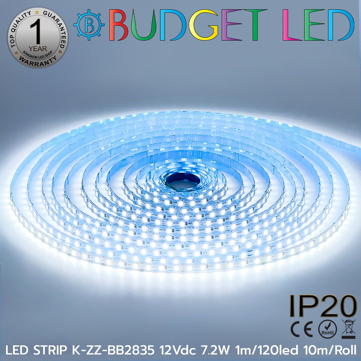 LED STRIP K-ZZ-BB2835-120D-10000K DC-12V IP20 10M BUDGET LED