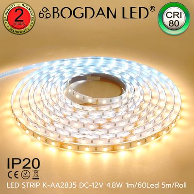 LED STRIP K-AA2835-60-3000K DC-12V/4.8W IP20 BOGDAN LED
