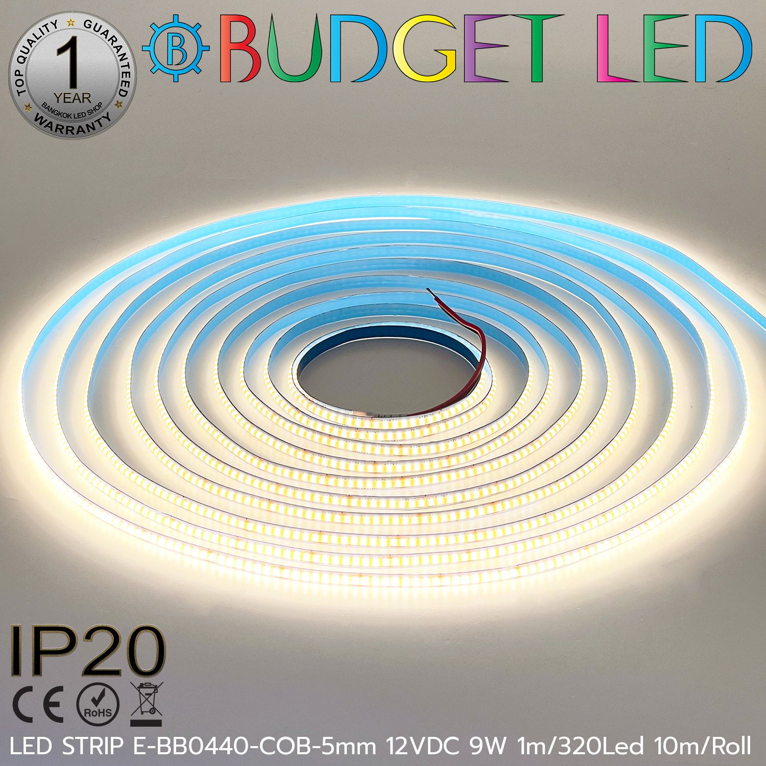 LED STRIP E-BB0440-COB-5mm-5000K DC12V IP20 BUDGET LED