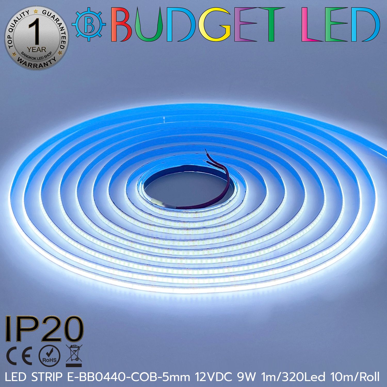 LED STRIP E-BB0440-COB-5mm-25000K DC12V IP20 BUDGET LED