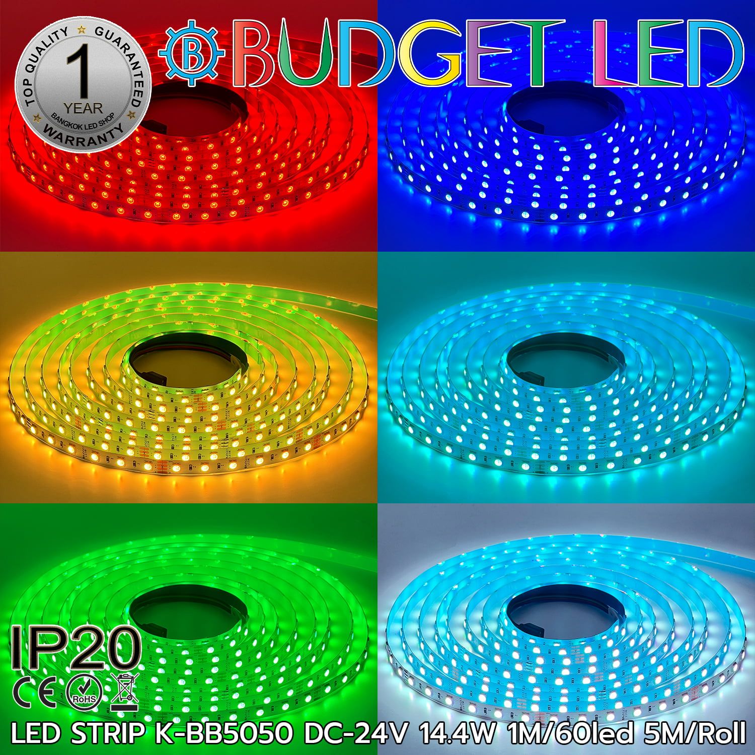 LED STRIP K-BB5050-RGB DC-24V IP20 BUDGET LED
