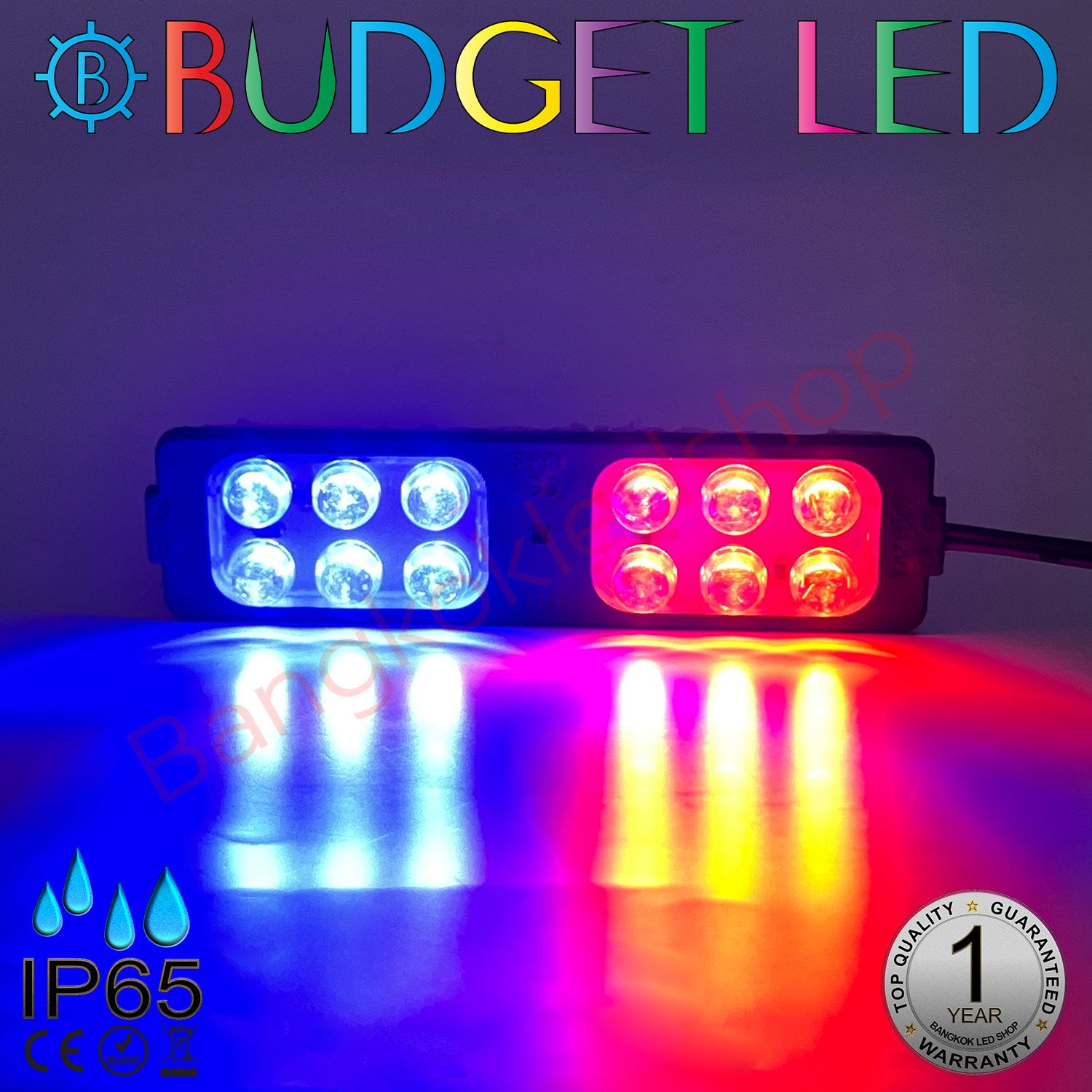 LED Module COB Flash Light 12LED RED&amp;BLUE 3W DC-12V IP65