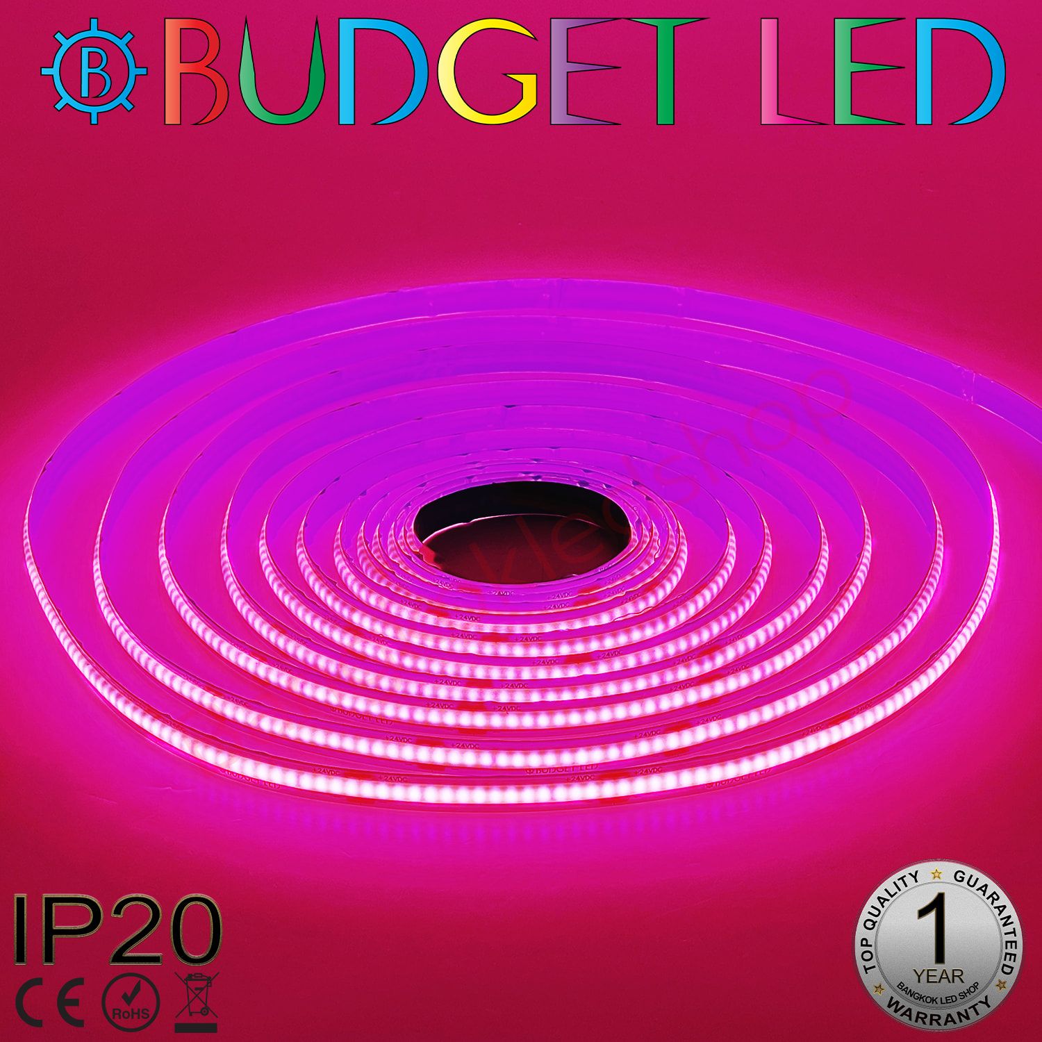 LED STRIP E-BB0820-COB-PINK DC24V IP20 BUDGET LED