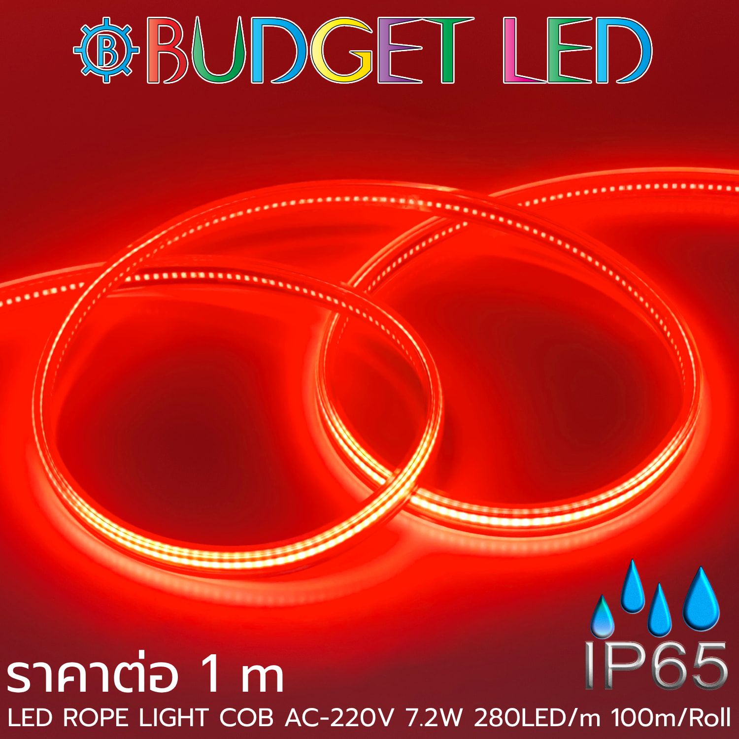 LED ROPE LIGHT COB-280-7.2W-220V Red