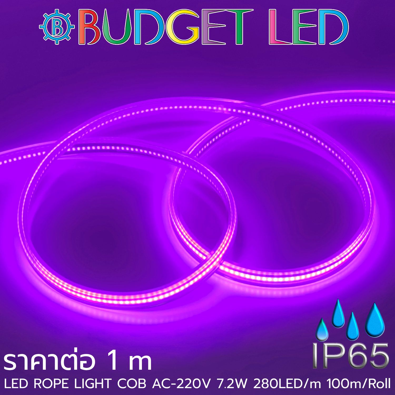 LED ROPE LIGHT COB-280-7.2W-220V Violet