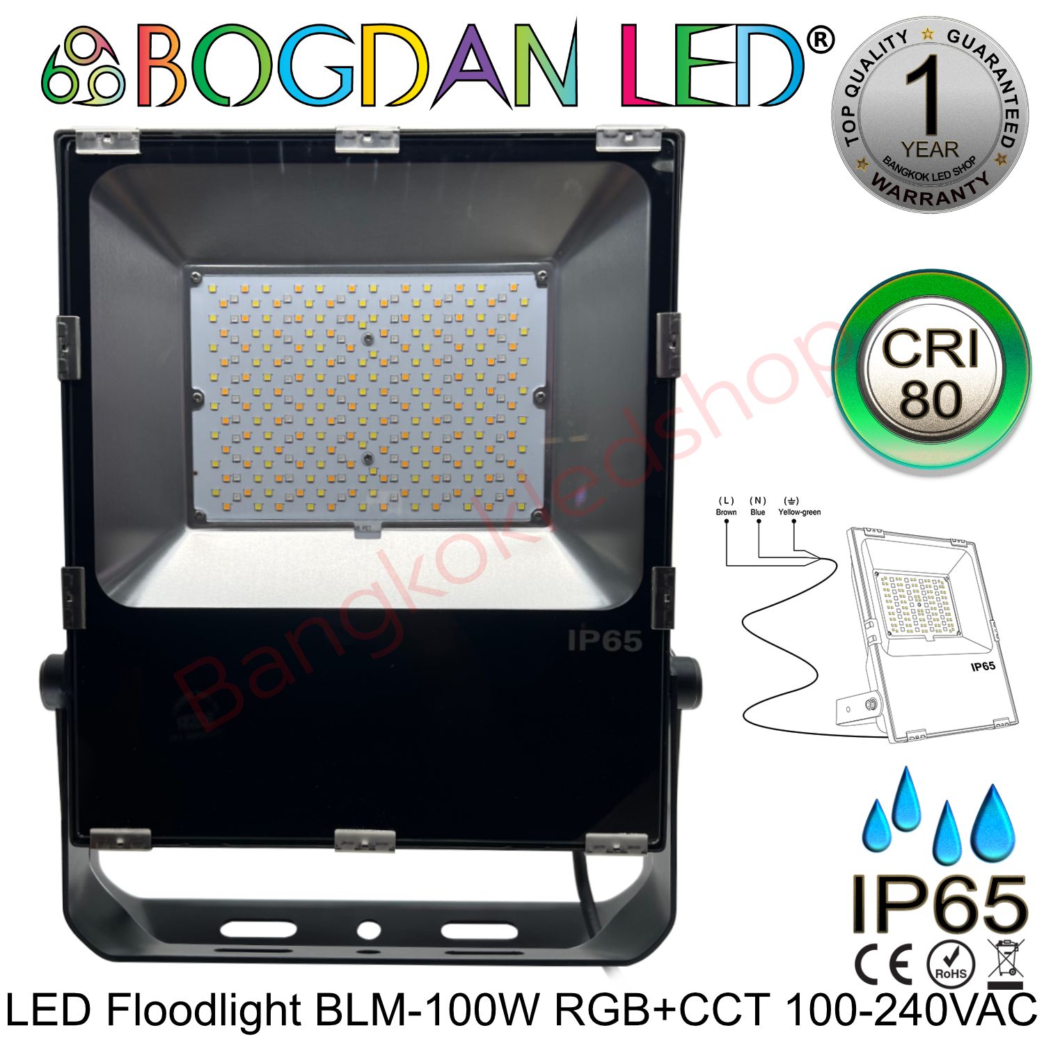 LED Flood light BLM-100W RGB+CCT 100-240VAC