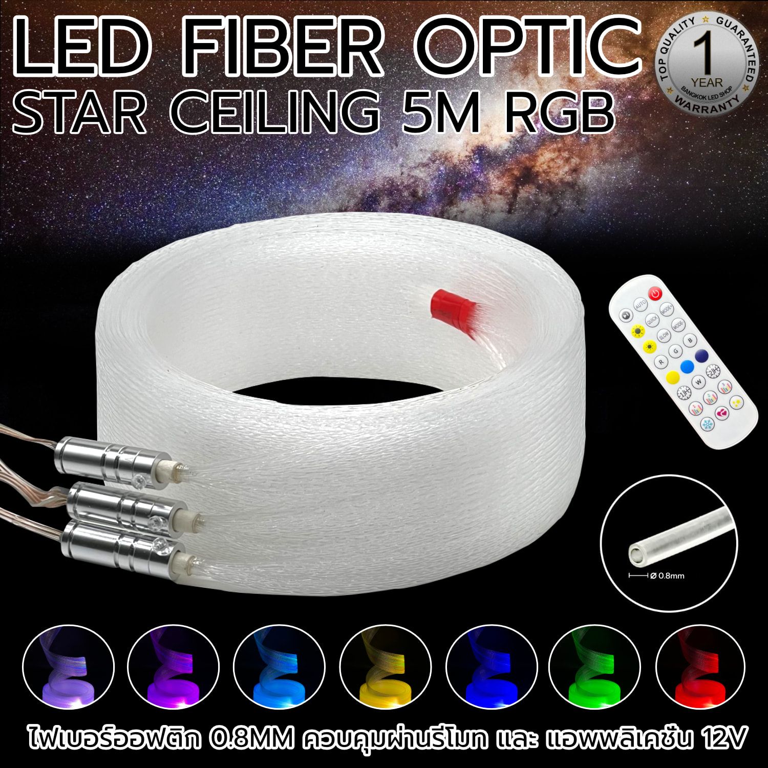 ตาข่ายไฟเบอร์ออฟติกพร้อมคอนโทรล3หัว5M 5V