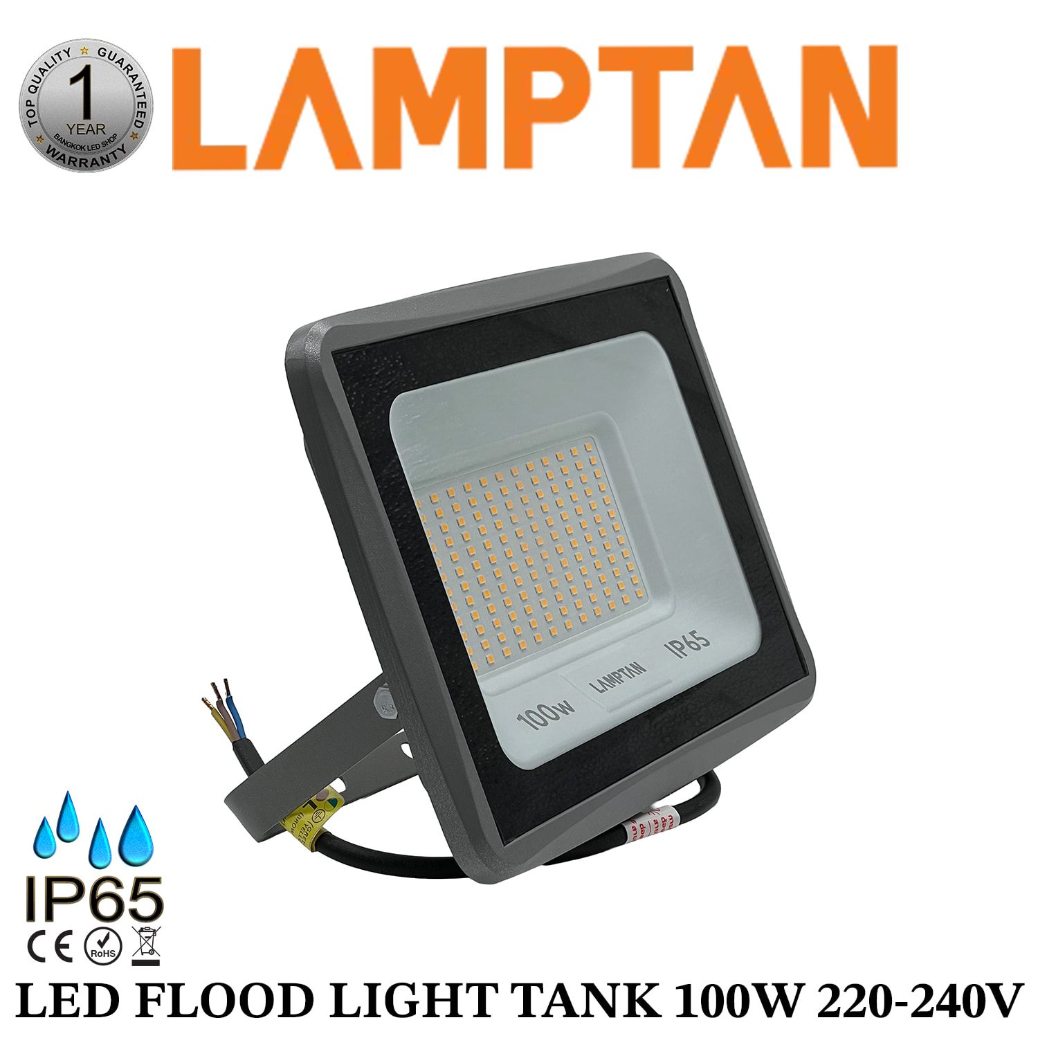 LED ฟลัดไลท์ นิว แทงค์ 100W สีวอมไวท์ P.10 LAMPTAN LED ฟลัดไลท์ นิว แทงค์ 100W สีวอมไวท์ P.10 LAMPTAN