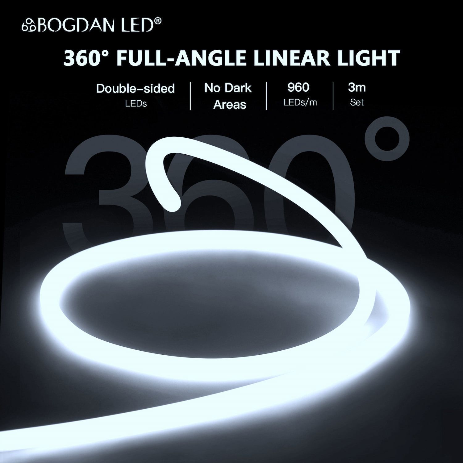 LED NEON FLEX 360° E-AA 03160-COB-25000K-12V-IP65 10W/M 3M