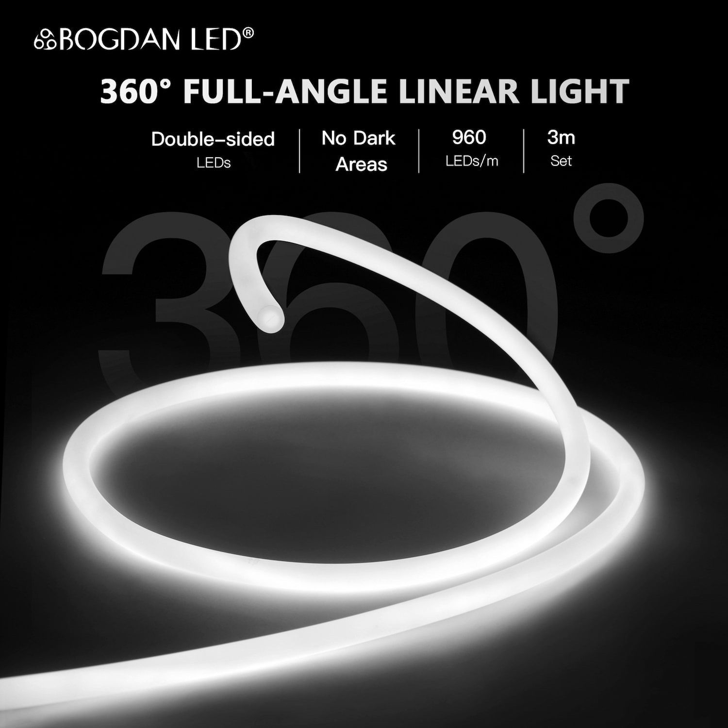 LED NEON FLEX 360° E-AA 03160-COB-6500K-12V-IP65 10W/M 3M
