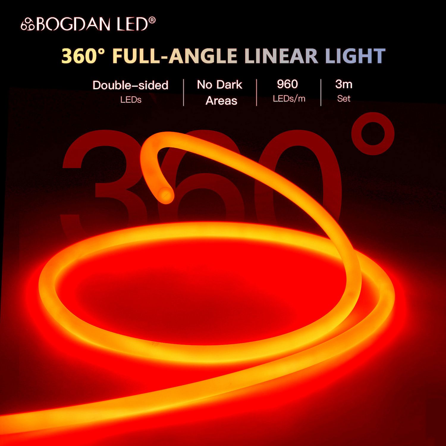 LED NEON FLEX 360° E-AA 03160-COB-RED-12V-IP65 10W/M 3M