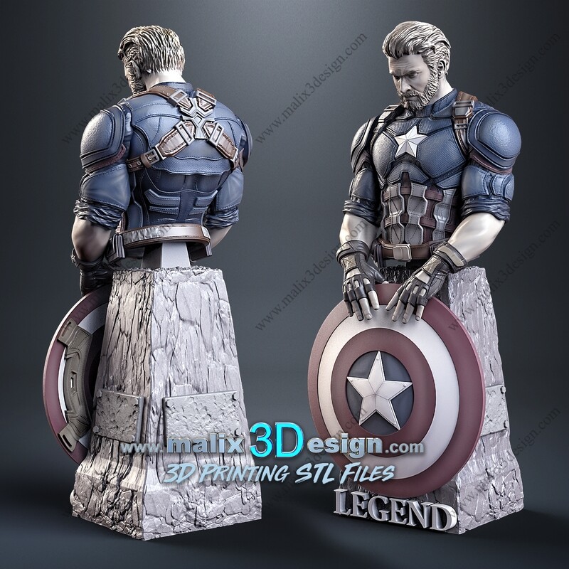 LEGEND / Captain A ( bust ) - STL Files