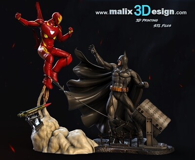 BATMAN vs IRON MAN - 3D Printable Diorama