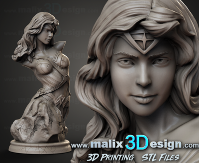 Wonder Woman ( bust ) - STL File for 3D Printing