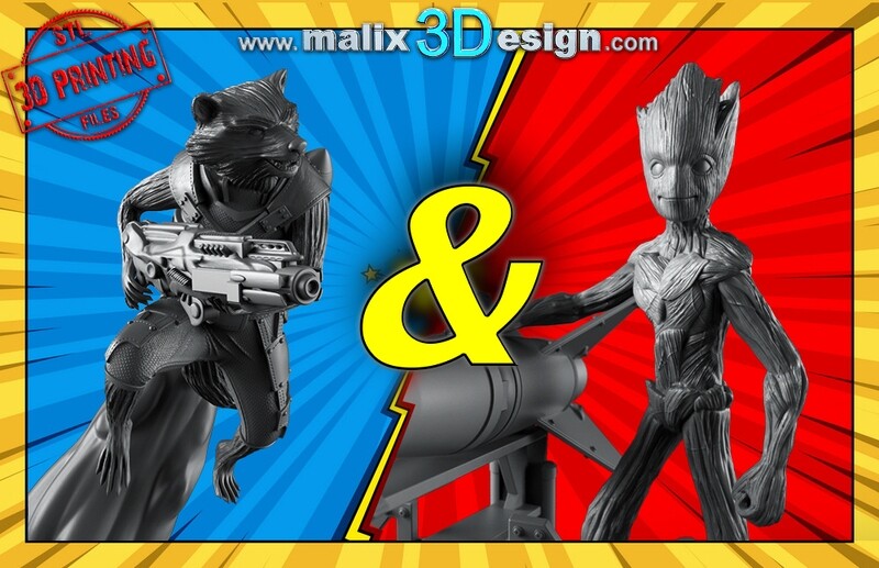 Rocket and Groot - 3D Printable Model