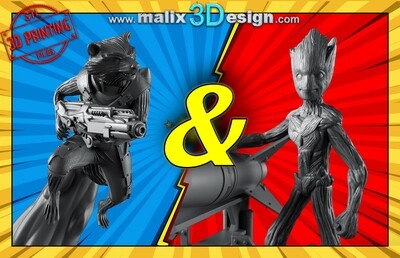 Rocket and Groot - 3D Printable Model