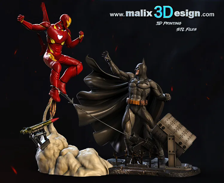 BAT HERO vs IRON SUIT - 3D Printable Diorama