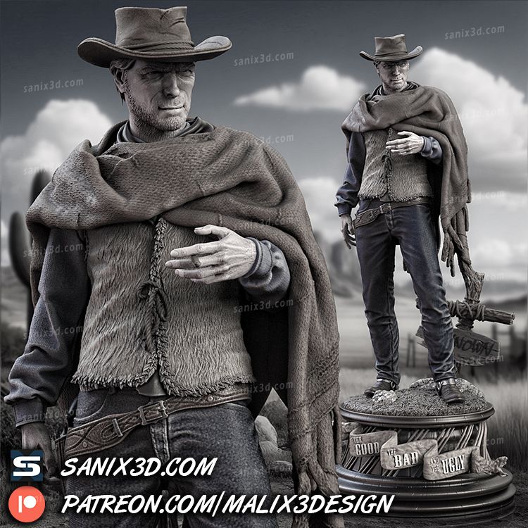 Clint Eastwood - The Good, the Bad and the Ugly / STL Files Clint Eastwood - The Good, the Bad and the Ugly / STL Files