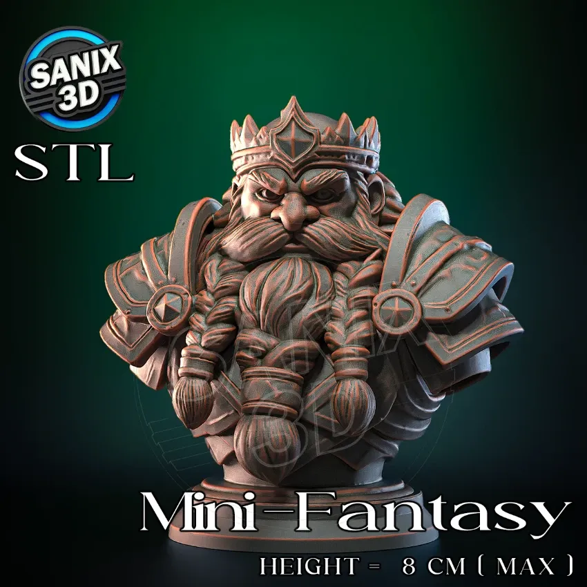 Mini-Fantasy / Dwarf King ( STL File )