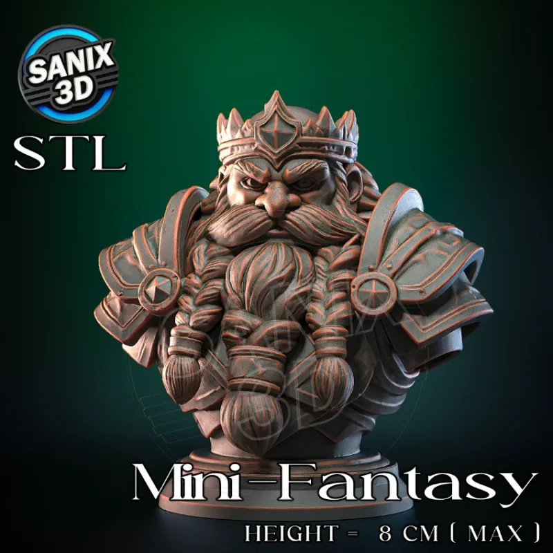 Mini-Fantasy / Dwarf King ( STL File )