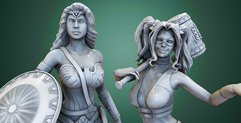 Wonder Woman vs Harley Quinn - STL Files for 3D Printing Wonder Woman vs Harley Quinn - STL Files for 3D Printing