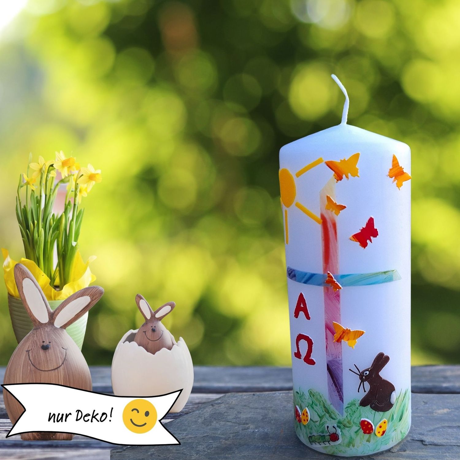 Osterkerze bunt für Kinder