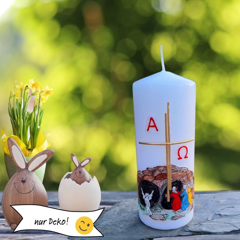 Osterkerze Auferstehung mit leerem Grab Osterkerze Auferstehung mit leerem Grab