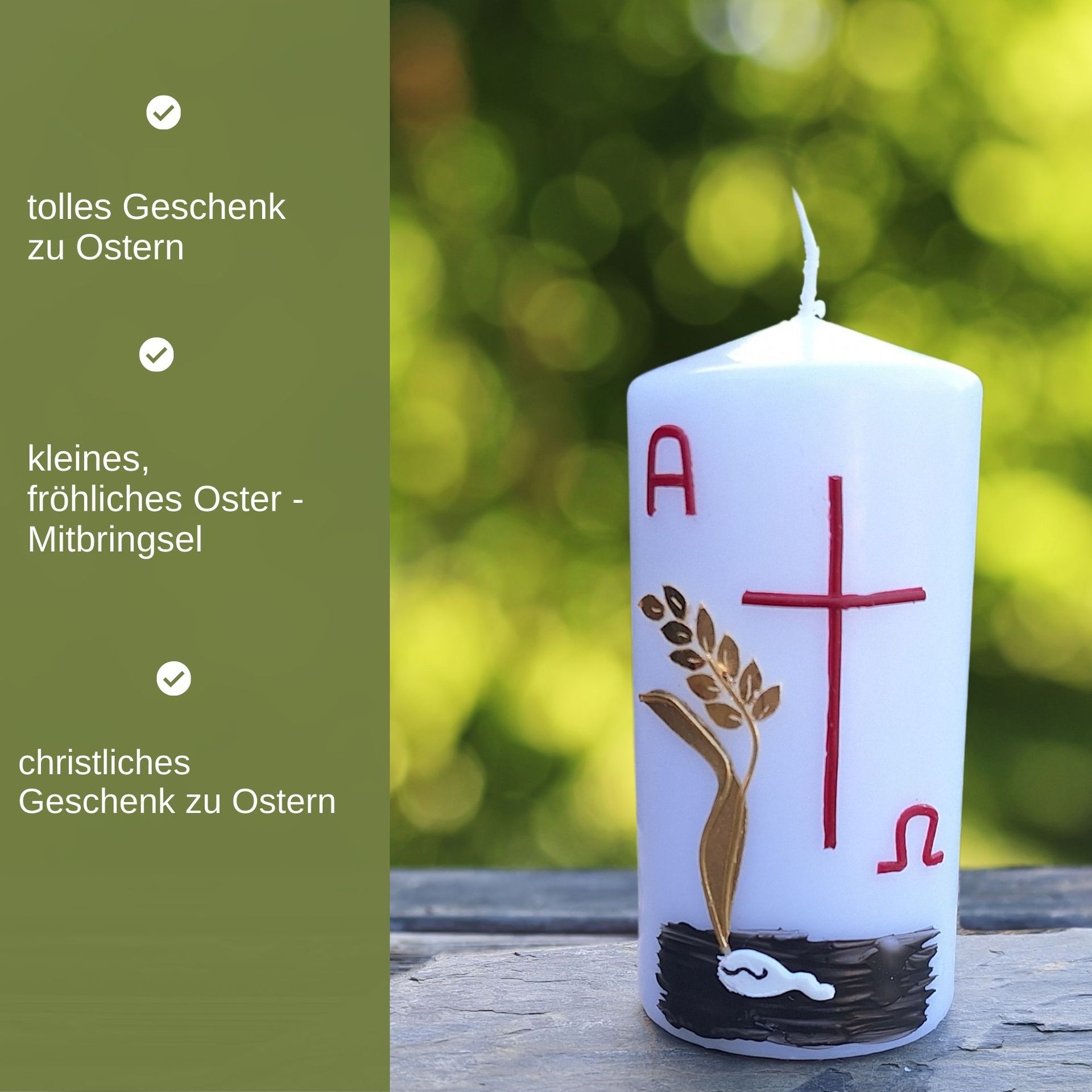 Osterkerze klein Weizenkorn mit Ähre