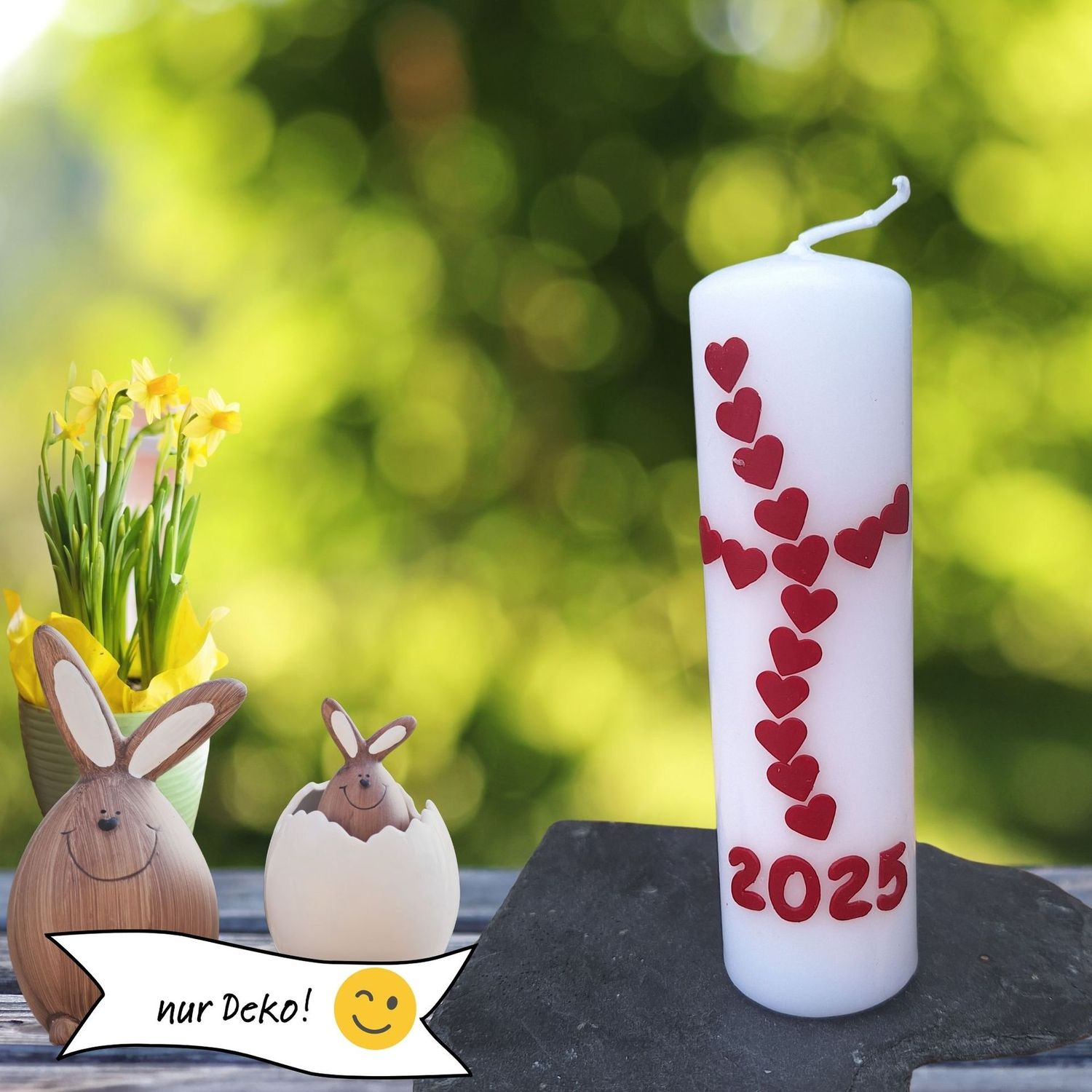 Osterkerze mit Herz