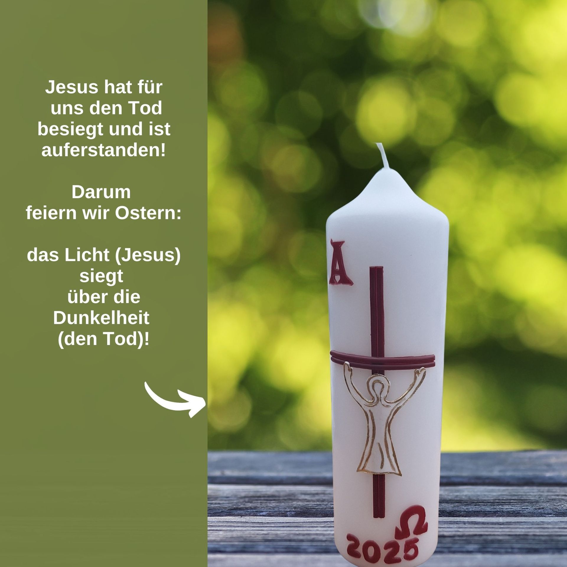 Osterkerze  Jesus ist auferstanden 2025