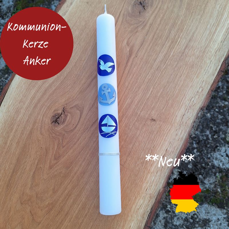 Taufkerze Anker und Schiff für Jungen und Mädchen Taufkerze Anker und Schiff für Jungen und Mädchen