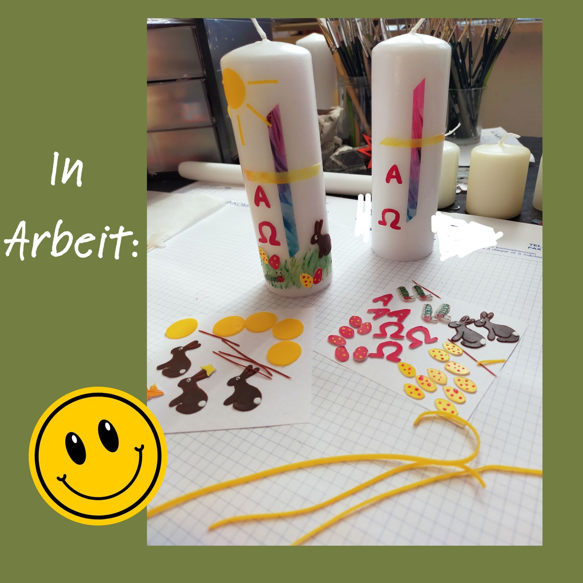 Osterkerze bunt für Kinder