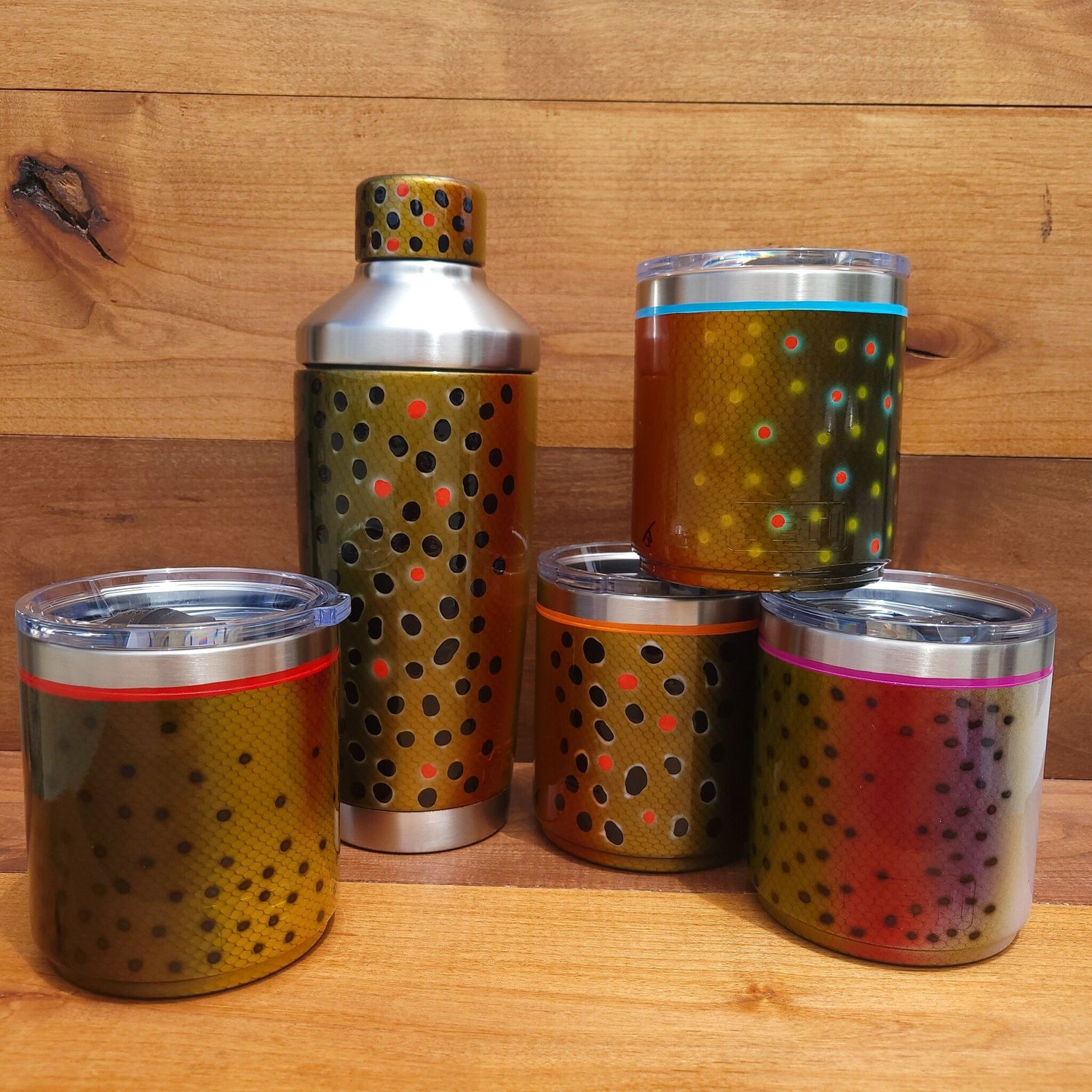 Scaly Designs - Cocktail Shaker and 10oz Lowball Set Scaly Designs - Cocktail Shaker and 10oz Lowball Set, Color: - German Brown