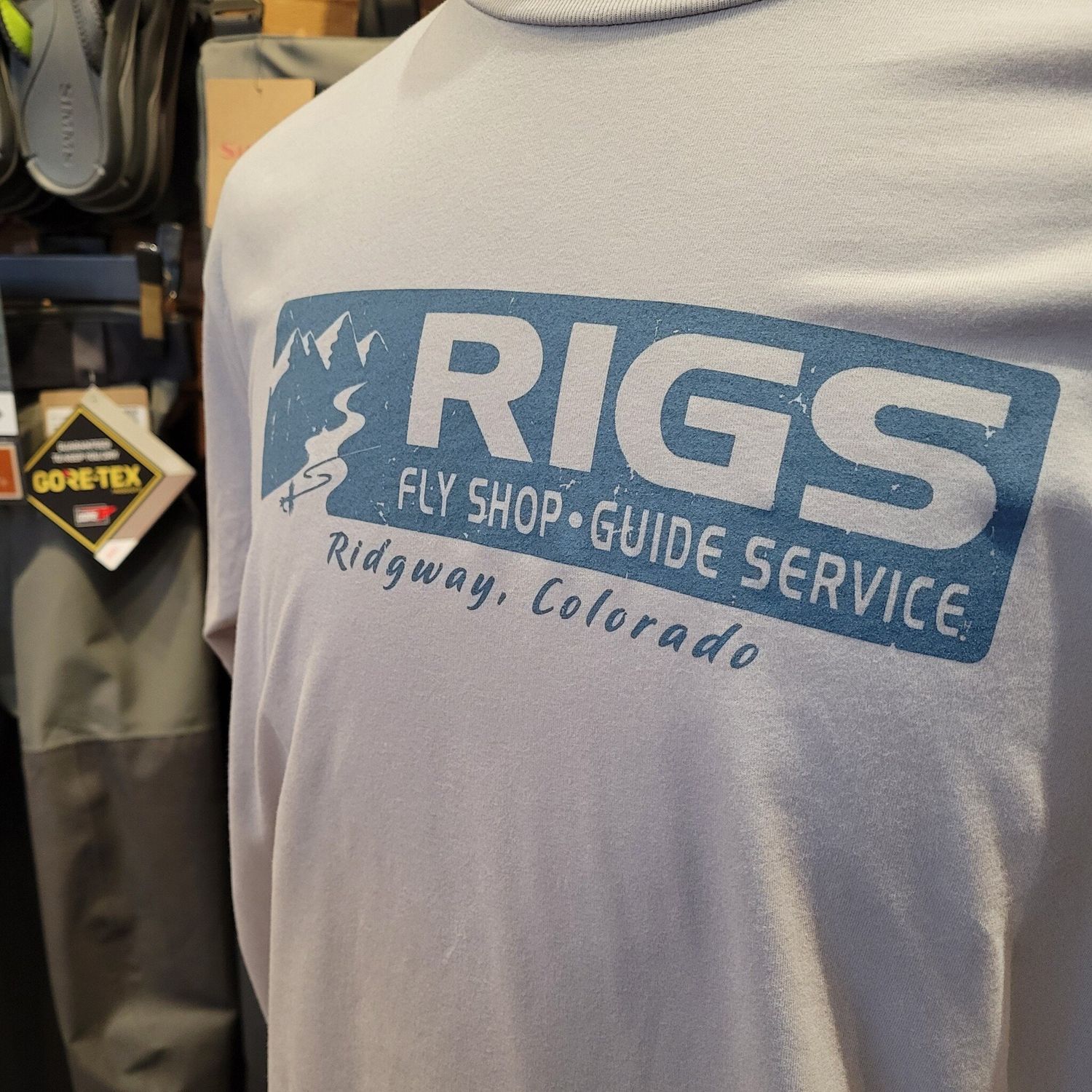 RIGS Logo Sueded Short Sleeve Crew, Color: Light Grey, Size: - S