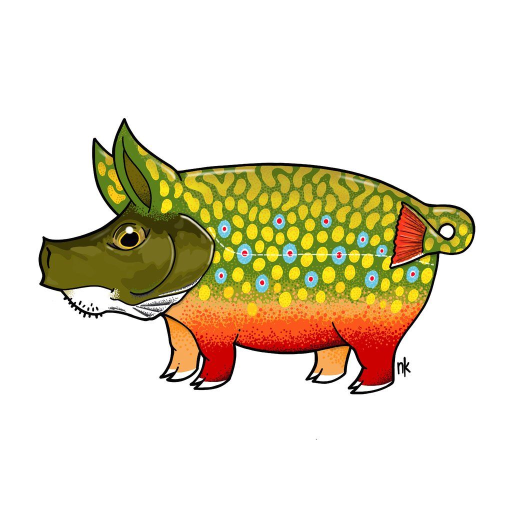 Nate Karnes Pig Sticker - , Color: Brook Trout