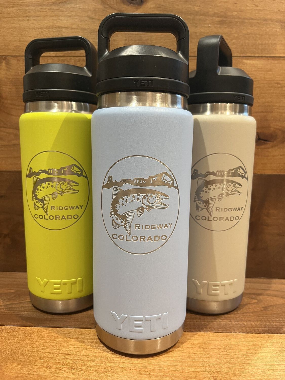 Ridgway Co Logo YETI Rambler 26oz Bottle Chug Cap, Color: - Firefly Yellow