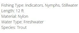 SA Absolute Indicators/Stillwater Leader - 12ft  3X