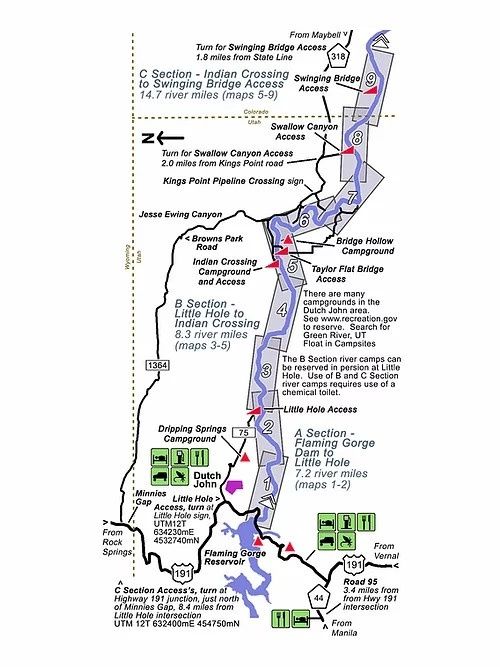 Green  River Troutmap - ABC Combo, Flaming Gorge Dam To Swinging Bridge