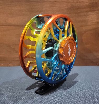 Abel SDF 5/6 Reel - Ported - Baja Fade - Orange Drag Knob - Red
