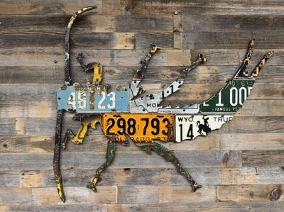 Cody Richardson Antique Mixed Western Stonefly License Plate Art