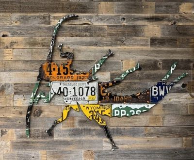 Cody Richardson Antique Mixed Western Stonefly License Plate Art