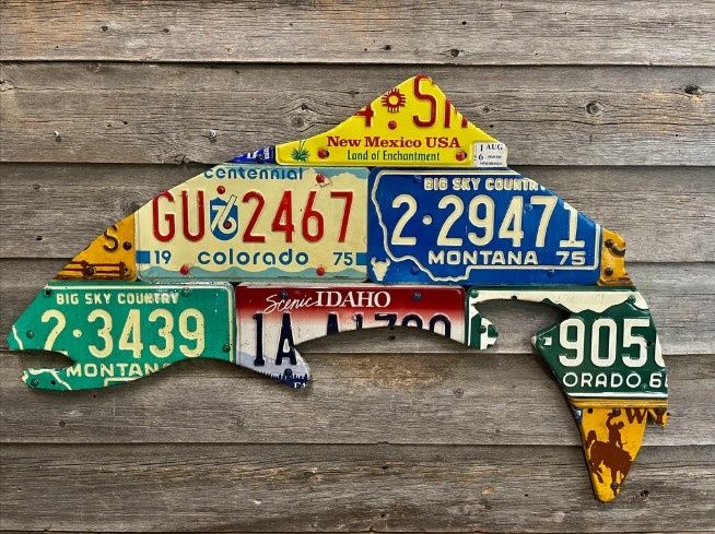 Cody Richardson Mixed Western State Trout License Plate Art