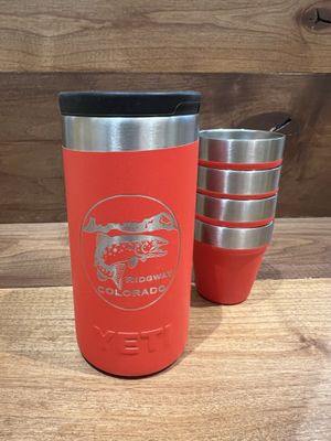 Ridgway Co Logo YETI Shot Glasses and Case - Rescue Red