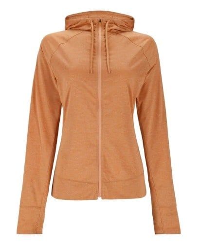 RIGS Logo Simms Women's Solarflex Hoody Full-Zip , Color: - Orange Maple Heather, Size: - XS