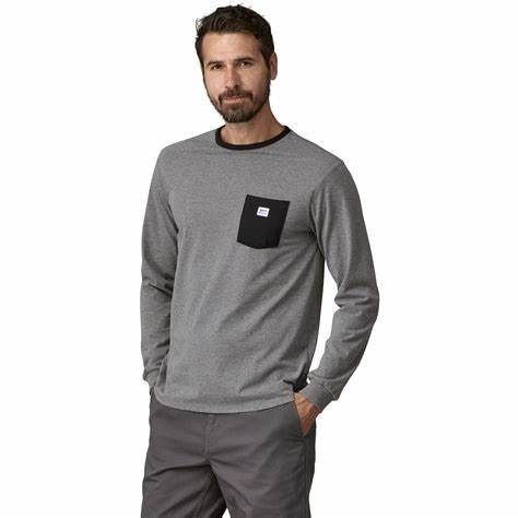 RIGS Logo Patagonia Men's Long Sleeve Shop Sticker Pocket Responsibili-Tee