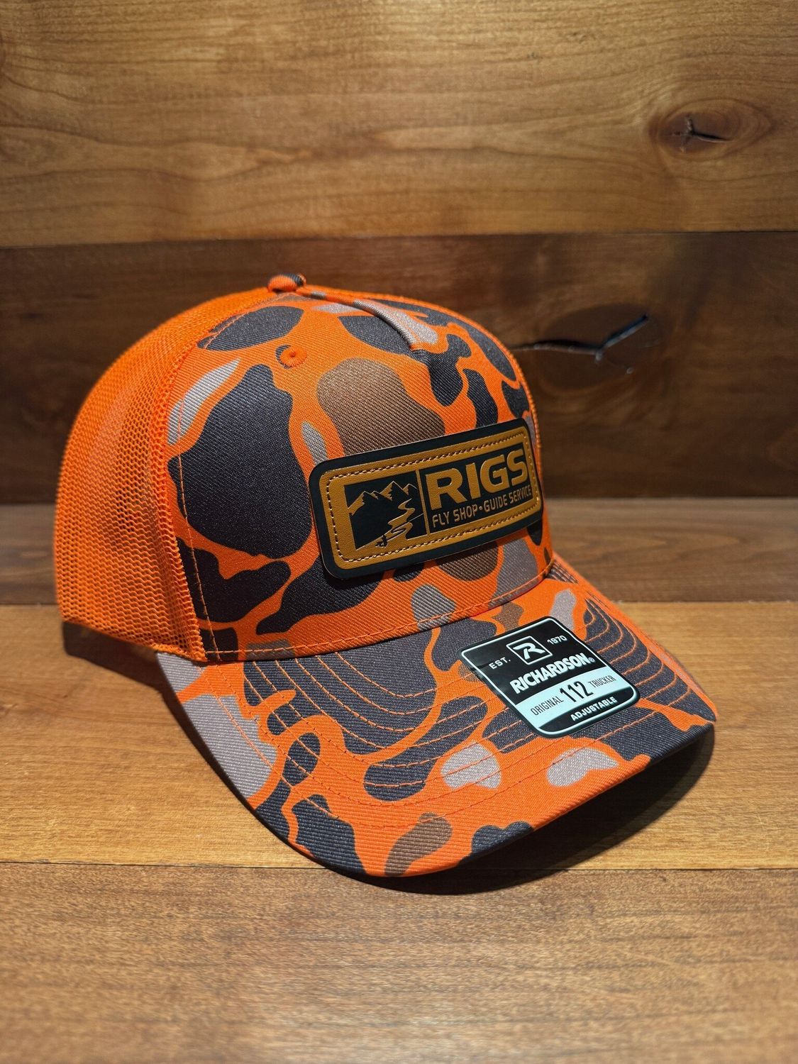 RIGS Debossed Leather Hat 112PFP - Blaze Duck Camo/Blaze