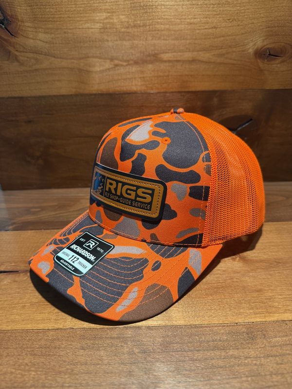 RIGS Debossed Leather Hat 112PFP - Blaze Duck Camo/Blaze